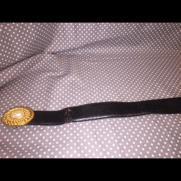 Vintage Snake Embossed Leather Belt w Clasp - Picture 3 of 8